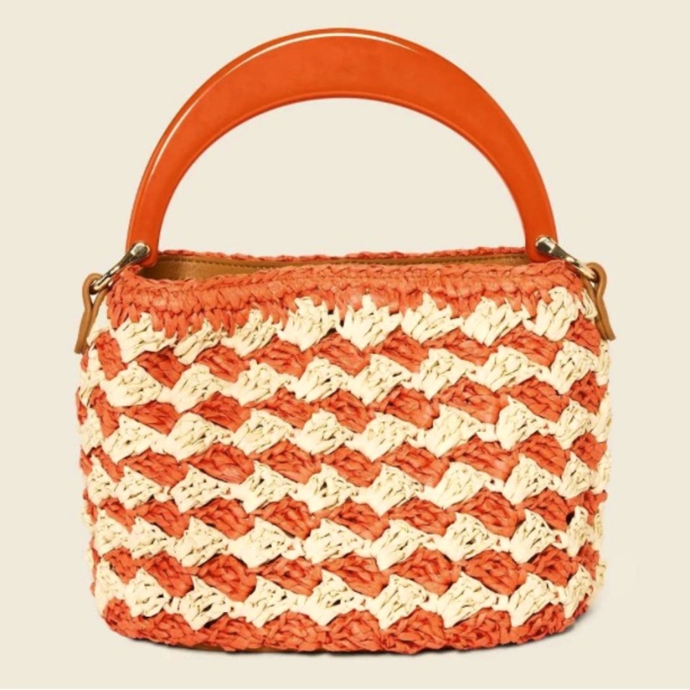 A New Day Summer Handbag Rattan Bag beach vacation bag cruise coral orange